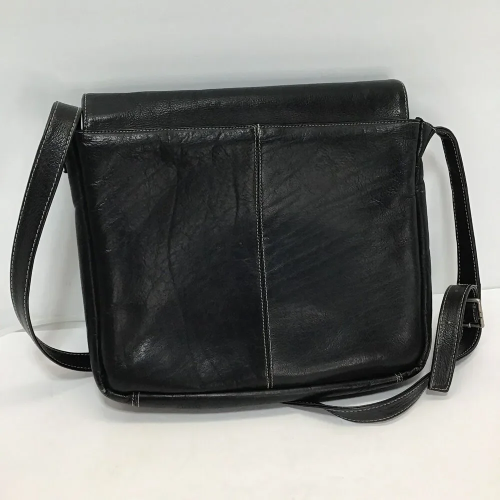 Latico Natural Leather LARGE Yosemite Messenger Bag Laptop Unisex Men Black